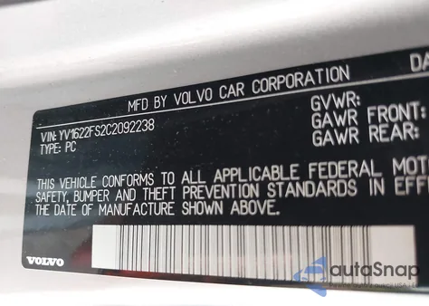 2012 Volvo S60 T5 from USA, damaged, VIN YV1622FS2C2092238